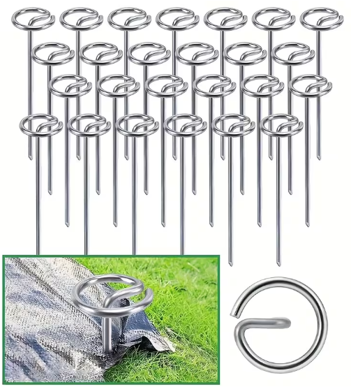Metallist kinnitustihvtid rõngaga (agrokilele, katteloorile, võrgule), 10 tk