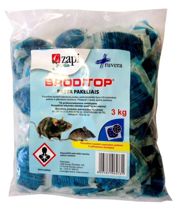 Sööda pasta kotikestes näriliste tõrjeks BRODITOP NEXT, 150 g